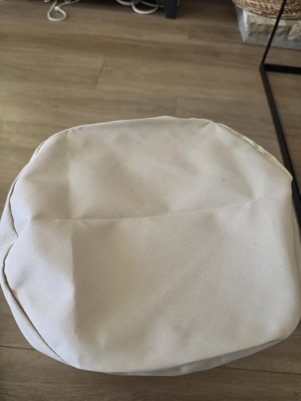 Restoration Hardware Sand Teak Spool Stool Cover - Neutral Sand